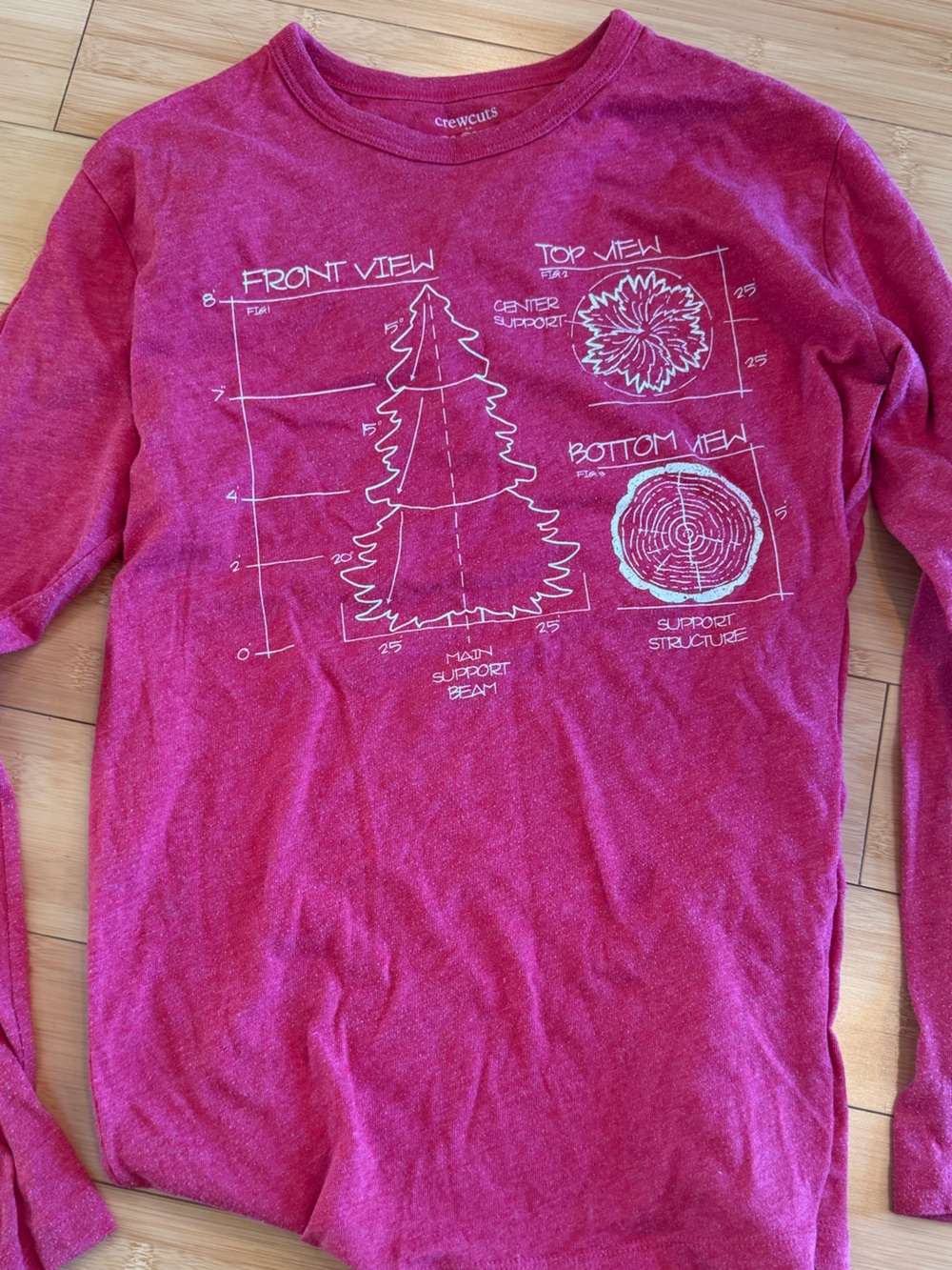 LIKE NEW! Crewcuts Kids Graphic Glow-in-the-Dark Tree Long Sleeve Tee Sz XL